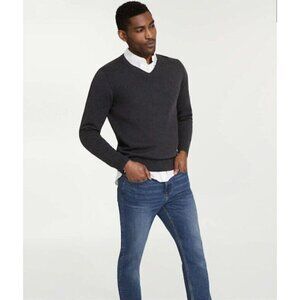 Joe Fresh Men's V-Neck Sweater cotton, Black, long sleeve. size large